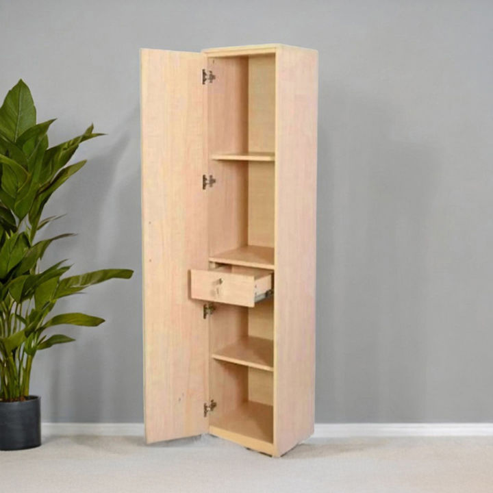 Furnisha One Door Biege Lamented Board Almirah With Locker Drawer