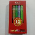An Yi Acrylic Paint Markers Set of 12 (1mm Tip) Fine Thin Tip Acrylic Markers. 