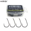 Hirisi 50pcs PTFE Coated High Carbon Stainless Steel Barbless Fish Hook With Eye 8020 Fishing Accessories. 