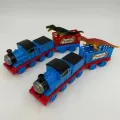 [Ready to Send] cartoon train Thomas train crash back carry 1 dinosaur baby toy with fire. 