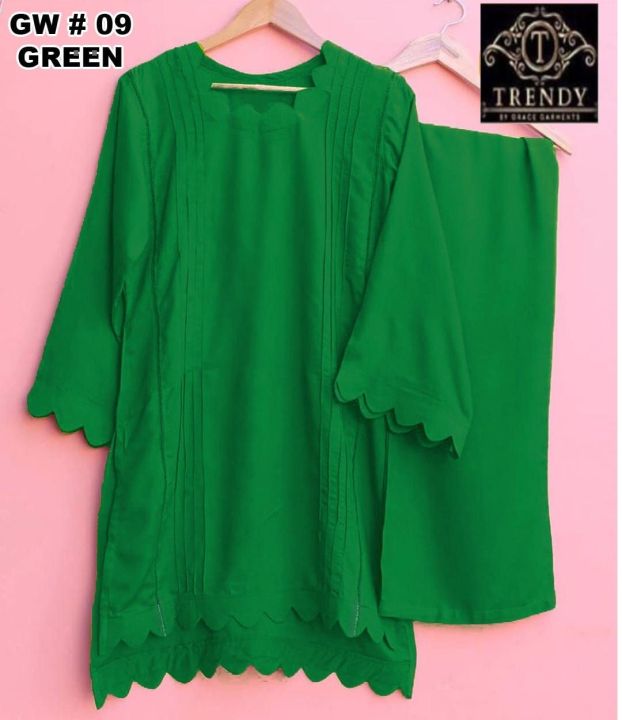 14 august and Rabi ul awwal special 2 piece stich dress stylish and beautiful colours green and white