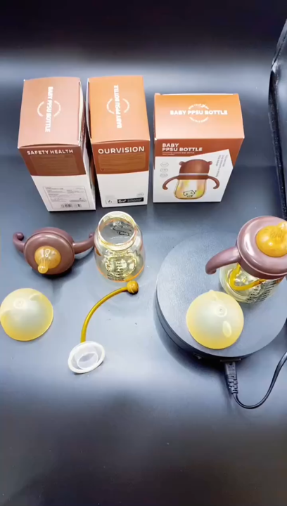 3in1 Package 240ml Nano Color With Handle Wide-Neck Feeding Bottle -1pcs