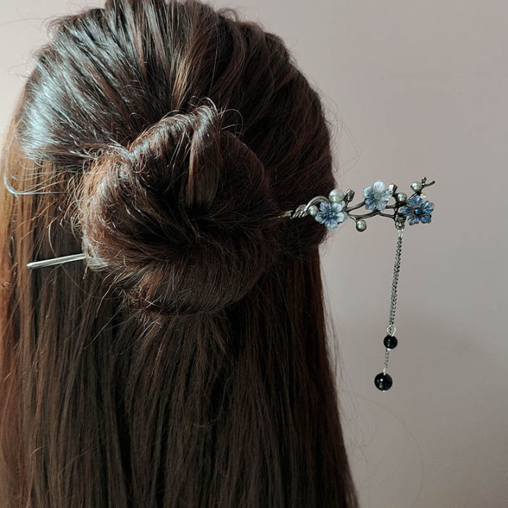 Classic%20Hair%20Stick%20Chopsticks%20Ink%20Color%20Flower%20Metal%20Fringe%20Hairpin%20For%20Women%20Pearl%20Black%20Beads%20Cheongsam%20Hair%20Bun%20Jewelry%20s%20-%20Image%202