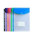 6pcs Plastic Envelope With Adhesive Snaps & 11 Holes File Folder Expansion Bag For 2/3/4 Ring File Bag A4 File Bag School Office. 