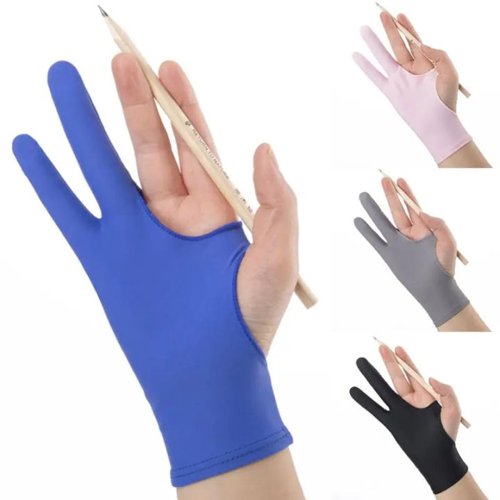 1/2pcs Stylus Black Blue Grey Pink Anti-fouling Anti-Scratch Two Finger Glove Tablet Drawing Glove Painting Glove Screen Glove