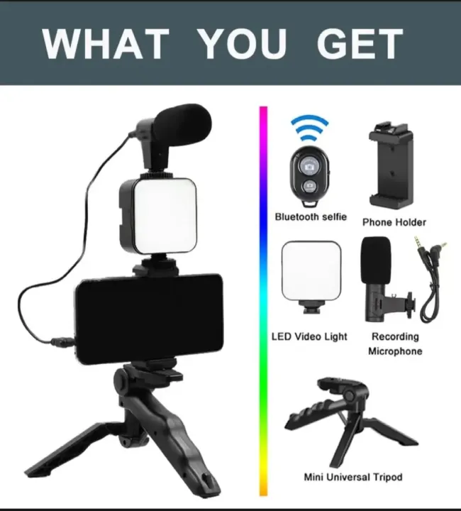 Vlogging%20Kit%20All%20in%20One%20Video%20Making%20with%20Tripod%20Stand,%20LED%20light,%20microphone,%20Mobile%20Holder%20For%20all%20Mobile%20Phone's%20&%20DSLR%20Camera%20-%20Image%204