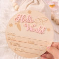 Ylsteed Newborn Photo Prop Wooden Hello World Rabbit Flower Newborn Wooden Hanging prop Cute Birth Board Baby Announcement-HD. 