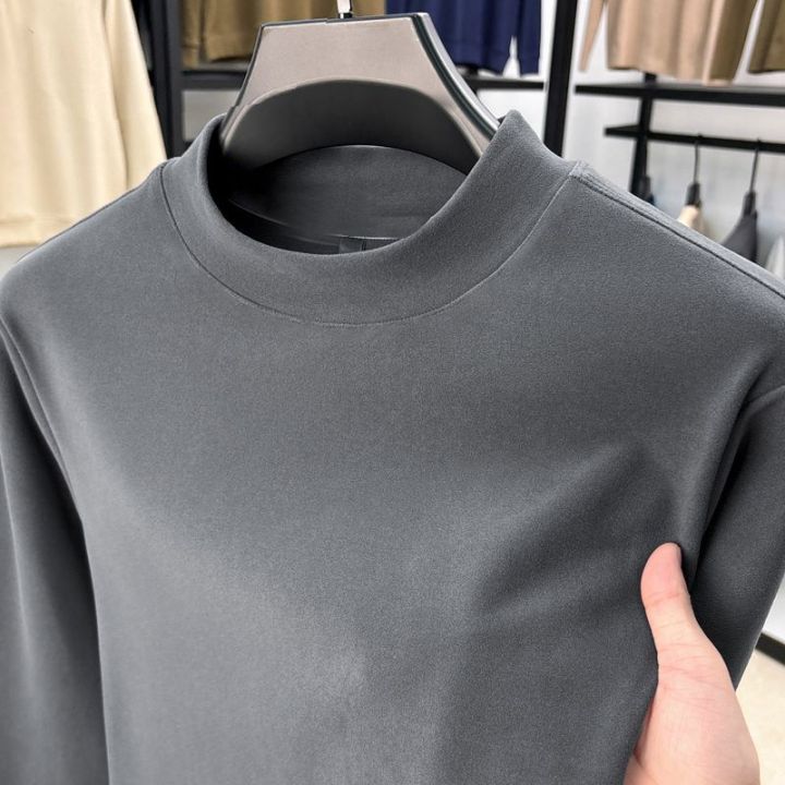 Autumn Winter Thickened WarmFleece-Lined Men's Neck Warm Long Sleeve Base Layer Top Autumn Fashion Thermal Underwear