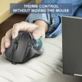 Jomaa Black 2.4G + Bluetooth Wireless Trackball Mouse Rechargeable Rollerball Mice Ergonomic Mice Thumb Control Mouse Gaming. 