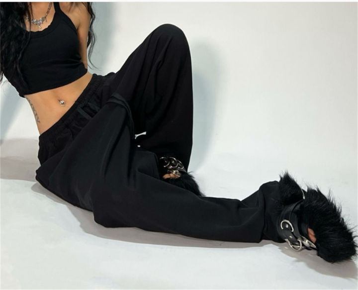 Casual%20Solid%20Sweatpants%20For%20Women%20High%20Waist%20Lace%20Up%20Loose%20Joggers%20Pant%20Classic%20Baggy%20Streetwear%20Female%20Sport%20Dance%20Trouser%20Y2K%20-%20Image%205
