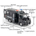 1:24 Scale H2 Police Car Toy Miniature Models Alloy Diecast Doors Opened Pull Back Sound Light SWAT Vehicle Gifts for Boys.
