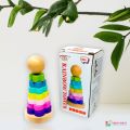 Balance the ball toy wooden balance the ball tower toys wooden rainbow balance the ball Rainbow Wooden Ring Tower 8 Pcs Multicolor Wooden Mentosery toy Rainbow Tower For early education toy For Kids Boys and Girls. 