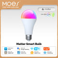 MOES Tuya Matter WiFi Smart E27 LED Bulb Dimmable 16 Million RGB Colors Candle Lamp Voice Control Works with Alexa  Home. 