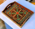 Swat traditional art hand painted wooden serving tray.. 