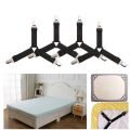 4Pcs/lot Bed Sheet Fasteners Holder Gadgets for Bed Sheet Organizer Mattress Cover Clip For Home Elastic Straps Adjustable Clips.