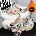 Mens Winter Warm Slippers Soft Indoor Women Slippers Summer Removable Sandals Men Non Slip Plush Fur Clogs Big Size Slippers 47. 