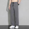 Becoolman -4 colors men's ice fiber sports pants light and breathable elastic waist casual sports straight pants feet compression pants. 