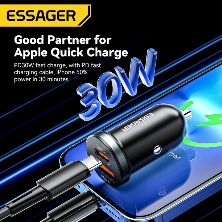 Essager%2030W%205A%20QC%204.0%20PD%203.0%20USB%20Car%20Charger%20Quick%20Charge4.0%20USB%20Type%20C%20Car%20Fast%20Charging%20For%20iPhone%2012%2013%20Huawei%20Samsung%20Xiaomi%20-%20Image%203