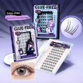 10 Row Fluffy Glue-Free False Eyelashes DIY Self-Adhesive Segmented Upper Lashes Thick Natural Easy Application Enlarge Eyes. 