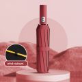 A 12 bone double bone folding automatic umbrella, enlarged umbrella face, thickened umbrella frame, fiberglass 24 bone wind. 