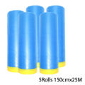5 Rolls Masking Film for Painting Pre-Taped Drop Cloth PE Film Automotive Paint Coverage Sheet for Kitchen Fume Furniture Dust.