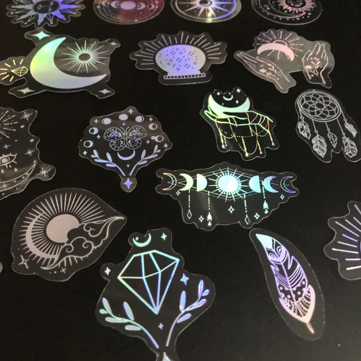 50pcs%20Holographic%20Glitter%20Stickers%20PET%20Transparent%20Shiny%20Waterproof%20Decorative%20Decals%20-%20Image%205