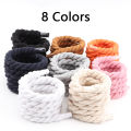 Quality Round Shoelaces Hand-woven 1CM Shoelace Three-strand Cotton Rope Solid Color Bold Cotton Twist Decoration Shoe Laces. 