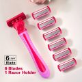 Razor for women 6-Layer blade leg hair underarm shaving knife 6-layer blades razor cross-border spot manual razor Leg shaver. 