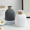 Pineapple Pattern Twine Imitation Ceramic Plastic Vase Simple Water Wave Pattern Flower Arrangement Vase Home Desktop Decor.
