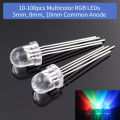10-100pcs Multicolor RGB LEDs - 5mm, 8mm, 10mm Common Anode - High-Quality Indicators for Circuit Design，DIY Arduino Projects. 