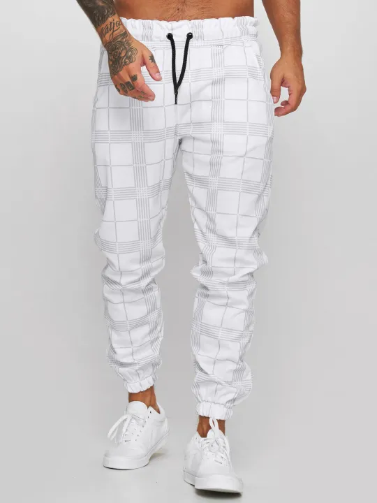 2024%20New%20Fashion%20Men%20Pants%20Mid%20Waist%20Slims%20Fit%20Male%20Sweatpants%20Plaid%20Checkered%20Side%20Stripe%20Trousers%20Summer%20Work%20Casual%20Pants%20-%20Image%204