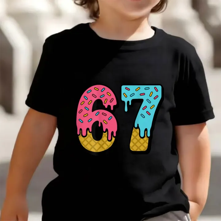 Cute%20Meme%20T-Shirt%20for%20Boys%20Girls%20Childrens%20Six%20Seven%20Funny%20Kids%20Y2k%20Tees%20Tops%2067%20Brainrot%20Print%20Round%20Neck%20Short%20Sleeve%20T%20Shirt%20-%20Image%202