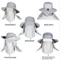 Adjustable Outdoor Fishing Cap With Face Mask Sunscreen UV Protection Breathable Foldable Men Women Hiking Camping Casual Hats.