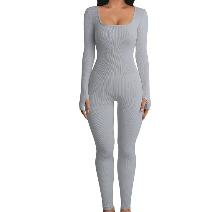 Solid%20Color%20Ribbed%20Yoga%20Jumpsuit,%20Seamless%20Slim%20Fit%20Long%20Sleeve%20Sports%20Bodysuit,%20Women's%20Activewear%20-%20Image%204