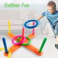 Colorful Plastic Sport Ring Toss Game Set with 5 Rings Birthday Party Throwing Backyard Games for Kids Adults Educational Toys ﻿. 