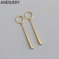 ANENJERY Silver Color Long Strip Hoop Earrings for Women French Gold Silver Waterdrop Earrings Jewelry 2022 New. 