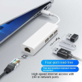 100Mbps USB C Network Card USB To RJ45 Ethernet Lan Adapter 3 USB 2.0 Type C Hub for MacBook    PC Computer. 