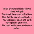 Mini Birthday Cards(Pack of 5) - Size (5 x  5) cm. 