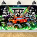 Truck Themed Backdrop Photography Monster Happy Birthday Party Supplies Jam Burning Flame Car Grave Digger Boys Kids Background. 