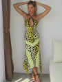 kliou Point Print Irregularly Maxi Dress Women Cross Halter Bandage Hollow Backless Fashion Vestidos Female Evening Party Wear.