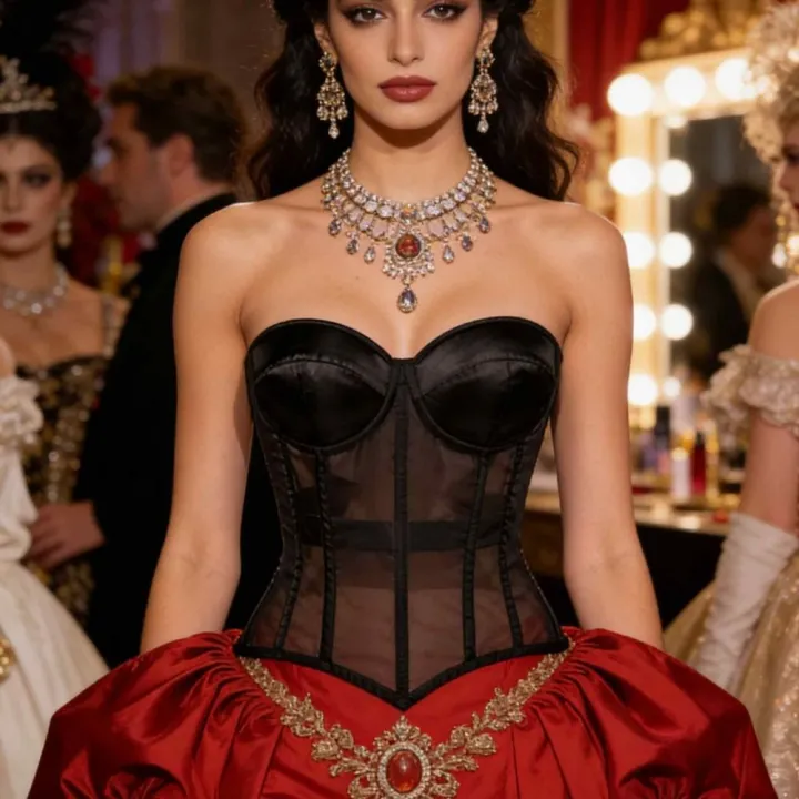 Women%20Sheer%20Mesh%20Overbust%20Corset%20Top%20Satin%20Padded%20Cup%20Strapless%20Back%20Lace%20Up%20Nightclub%20Party%20Bustier%20-%20Image%202