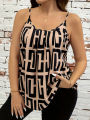 Plus size women's clothing elegant and fashionable contrast printed suspender tops spring, summer and autumn style.