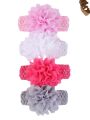 4pcs/set 5.3'' Baby Girls Big Chiffon Flower Headbands Soft Strecth Hairband Lovely Headwrap Newborns Infants Hair Accessories. 