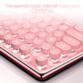 104 Keys Crystal Panel Gaming Wired Keyboard Round Punk USB Pink Typewriter Retro Game Keyboards for Home Office Gamer. 