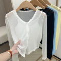 Button Front Knit Top Long Sleeve Plain Crop Cardigan Cover Up Jacket for Women Spring Summer Teen-girl Daily Outfit.