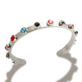 New Fashion Stainless Steel Gold Plated Colorful Birthstone Bracelet Cubic Zirconia Cuff Bangle for Women Wedding Party Jewelry. 
