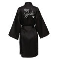 Wedding Party Team Bride Robe With Black Letters Kimono Satin Pajamas Bridesmaid Bathrobe SP003.