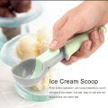 Ice cream scoop with push button operation. 