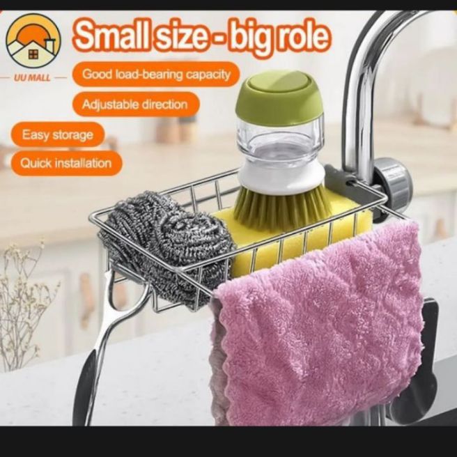 Stainless Steel Sink Caddy & Sponge Holder - Hanging Drain Rack Organizer For Kitchen Sink (304 Stainless) - View #7