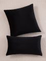 2 Piece Soft Velvet-Touch Filled Cushion Set-Rectangular and Square Velvet Cushions for Sofa/Bedroom/Car. 